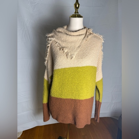 Blu Pepper Green and Brown Cowl Neck Sweater - Picture 1 of 7